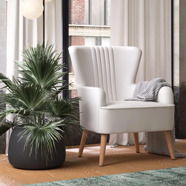 Queer Eye Wynn Accent Chair, Living Room Armchair, White Faux Leather | Walmart (US)