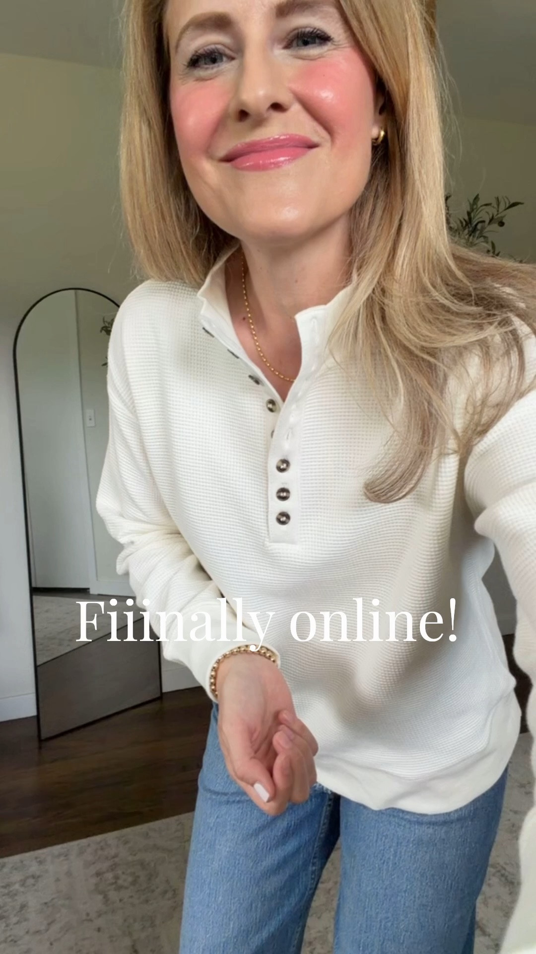 This Walmart henley top is finally online! Wearing my usual size small. I also bought the brown in a medium, so it depends on how you want it to fit. #walmartfashion

#LTKOver40