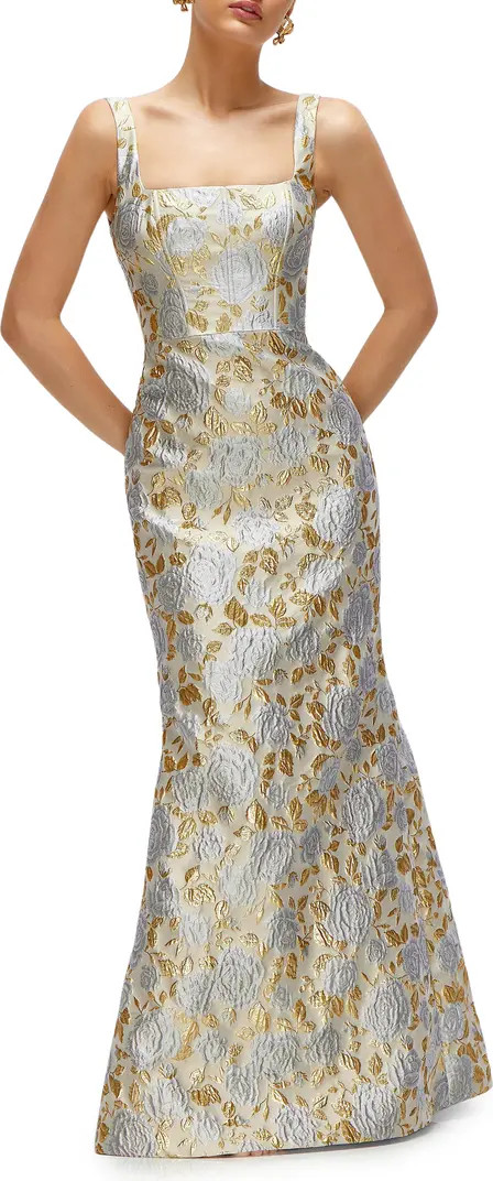 Metallic Floral Brocade Trumpet Gown | Nordstrom