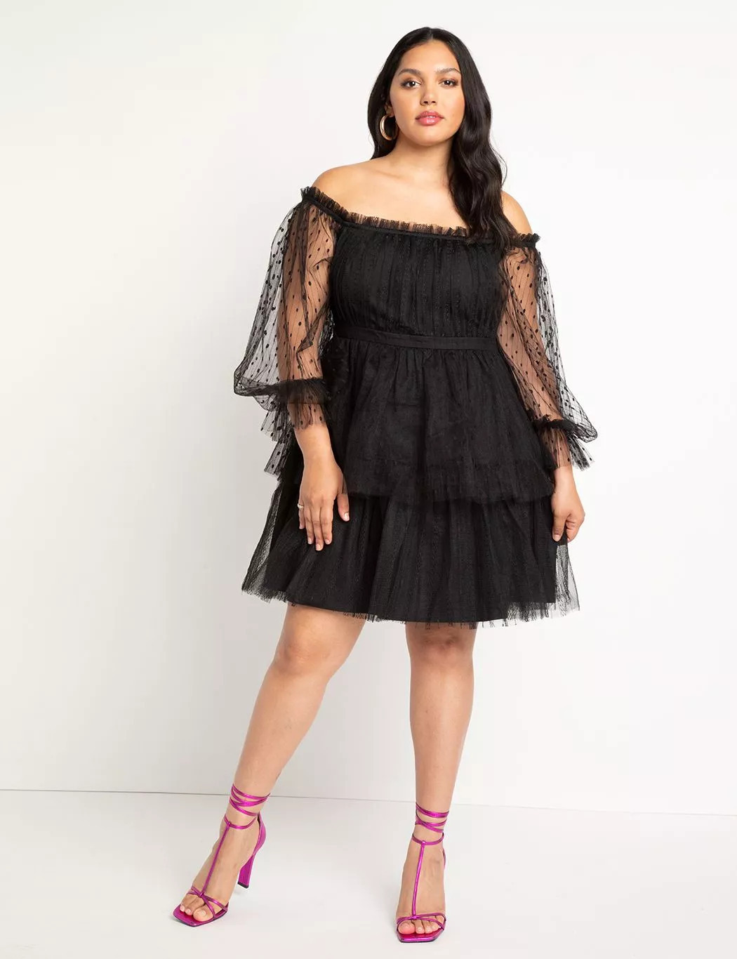 Mixed Tulle Mini Dress | Eloquii