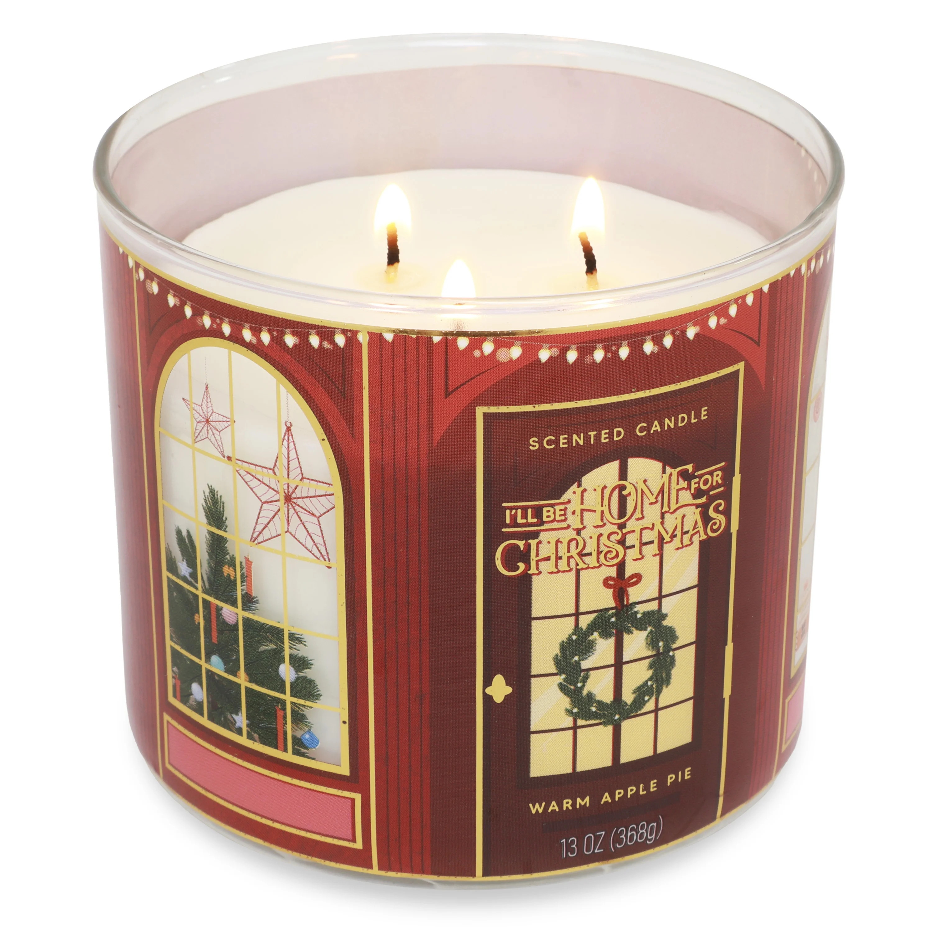 Mainstays 3-Wick Warm Apple Pie Scented Candle with a Wreath Scene Wrap, 13-Ounce | Walmart (US)