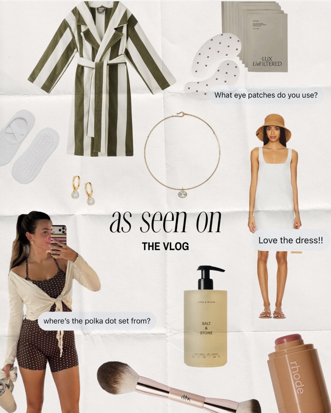 Some of my favorites!!🫶🏼

Bathrobe, travel outfit inspo, Amazon finds, athleisure, pilates, salt & stone, rhode, eye mask, beauty products, makeup brush, bath finds, spa, finds for less
