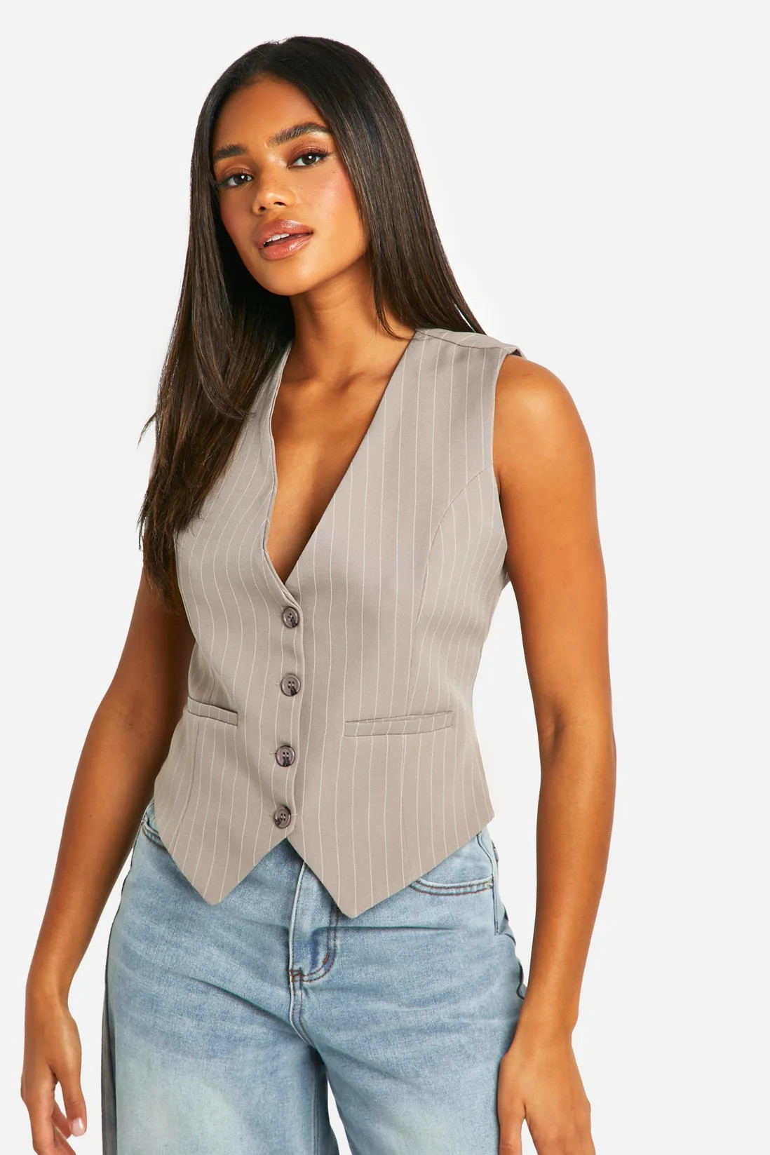 Woven Pinstripe Tailored Waistcoat | boohoo (US & Canada)