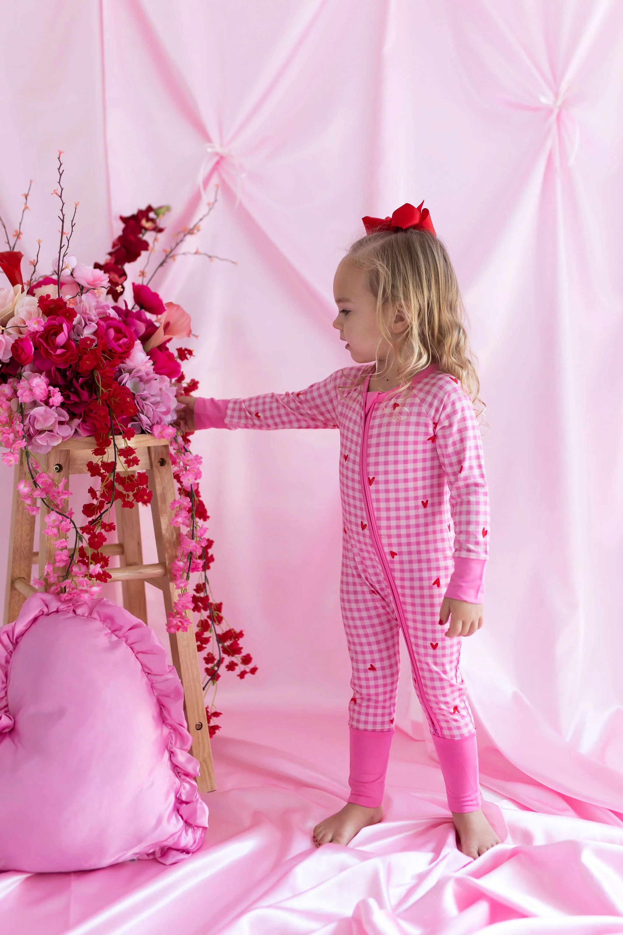 Be Mine Gingham Zipper Romper | In My Jammers