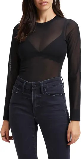 Good American Crewneck Mesh Bodysuit | Nordstrom | Nordstrom