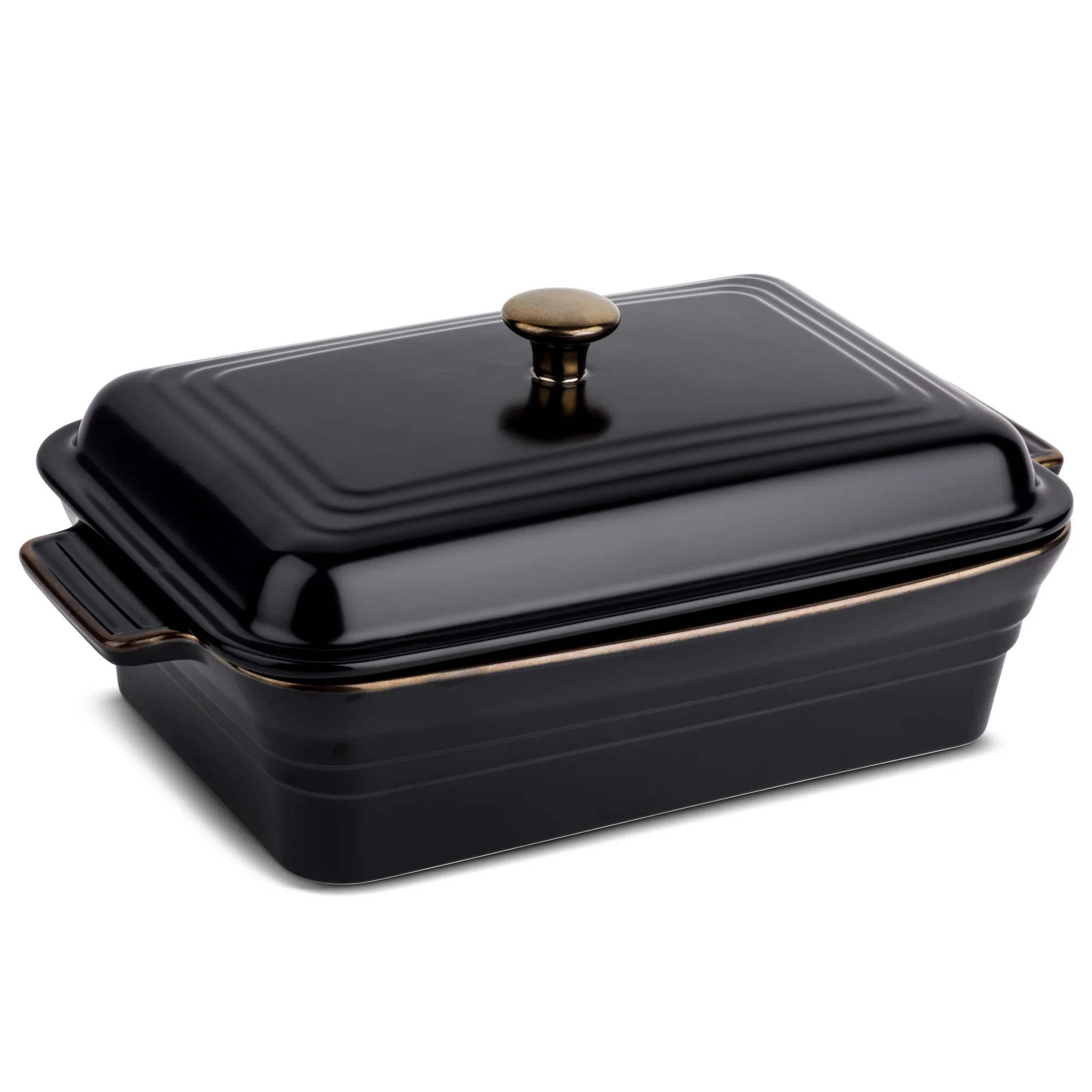 Thyme & Table 13 inch Round Stoneware Covered Baking Dish, Onyx | Walmart (US)