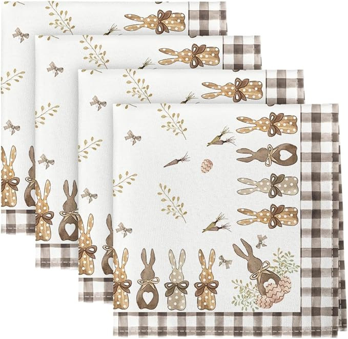 Horaldaily Easter Cloth Napkins 18 x 18 Inch, Spring Carrots Bunny Party Dinner Decoration Washab... | Amazon (US)