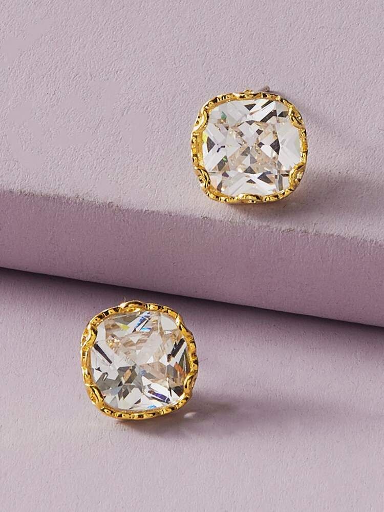 1pair Rhinestone Engraved Stud Earrings | SHEIN