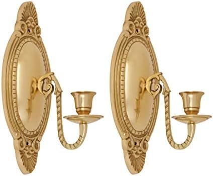 Solid Brass Wall Sconce Candle Holder 9 1/8 Inches H Victorian Vintage Style Decorative Candlesti... | Amazon (US)