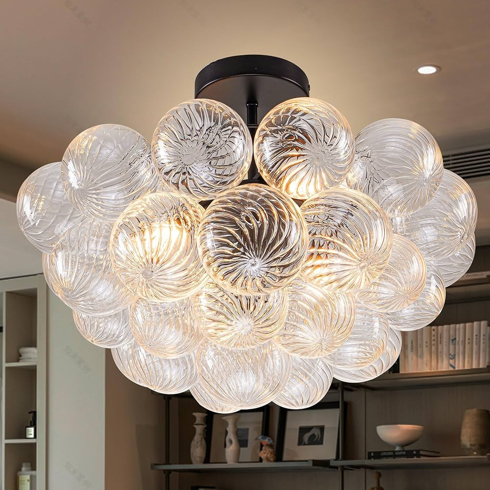 Modern Globe Bubble Chandelier 4-Light Clear Glass Ball Sputnik Chandelier Pendant Light Mid Cent... | Amazon (US)