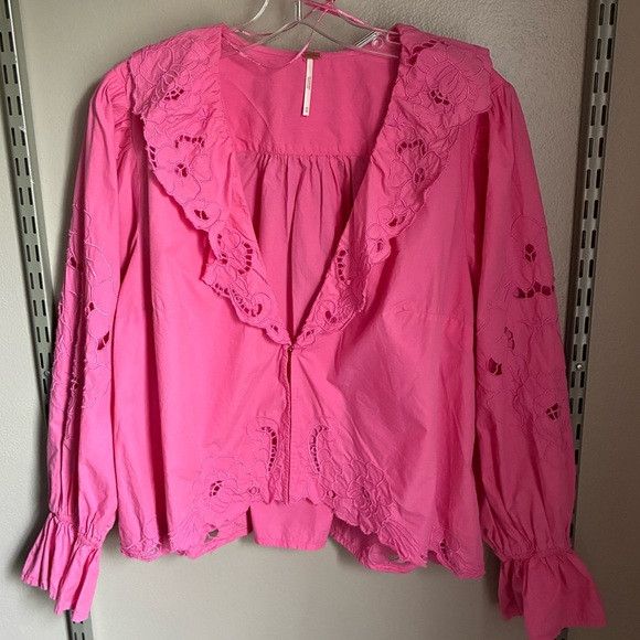 Free People - Maisie Cutwork Top in Pink | Poshmark