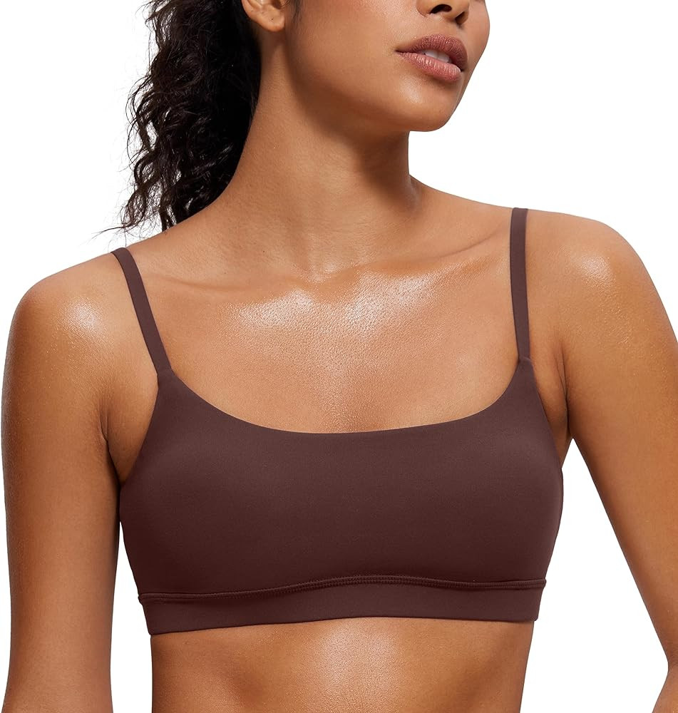 CRZ YOGA Womens Butterluxe Adjustable Spaghetti Strap Sports Bra - Scoop Neck Wireless Padded Bra... | Amazon (US)
