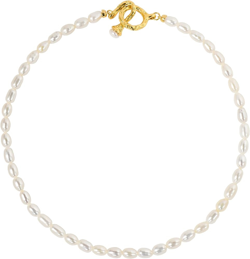 CAFFTI Baroque Pearl Necklace 18K OU Clasp Women's Necklace Choker Necklace Sweater Chain Fashion... | Amazon (US)
