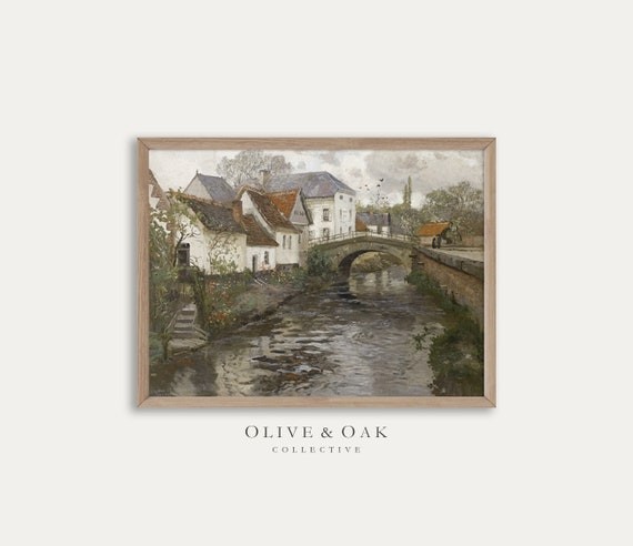 Rustic City Print / Antique Village Painting PRINTABLE / 301 | Etsy | Etsy (US)