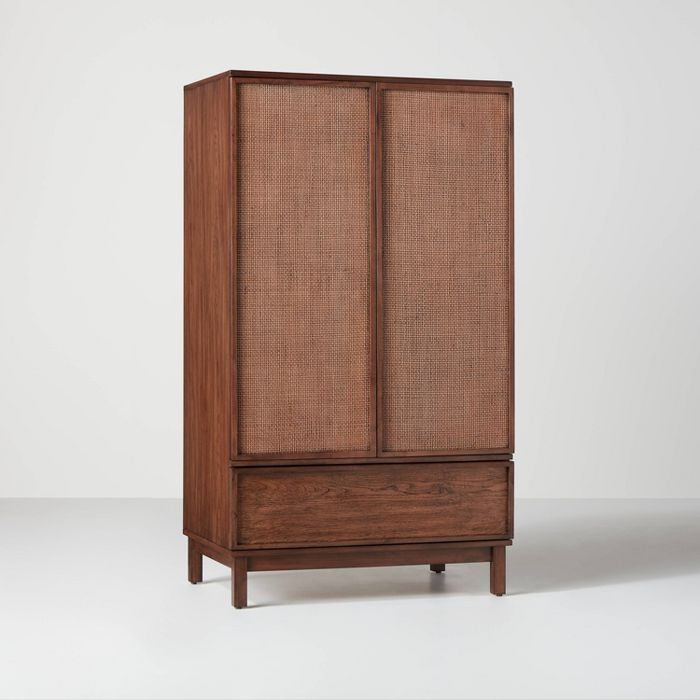 Transitional Wood &#38; Cane Armoire Brown - Hearth &#38; Hand&#8482; with Magnolia | Target