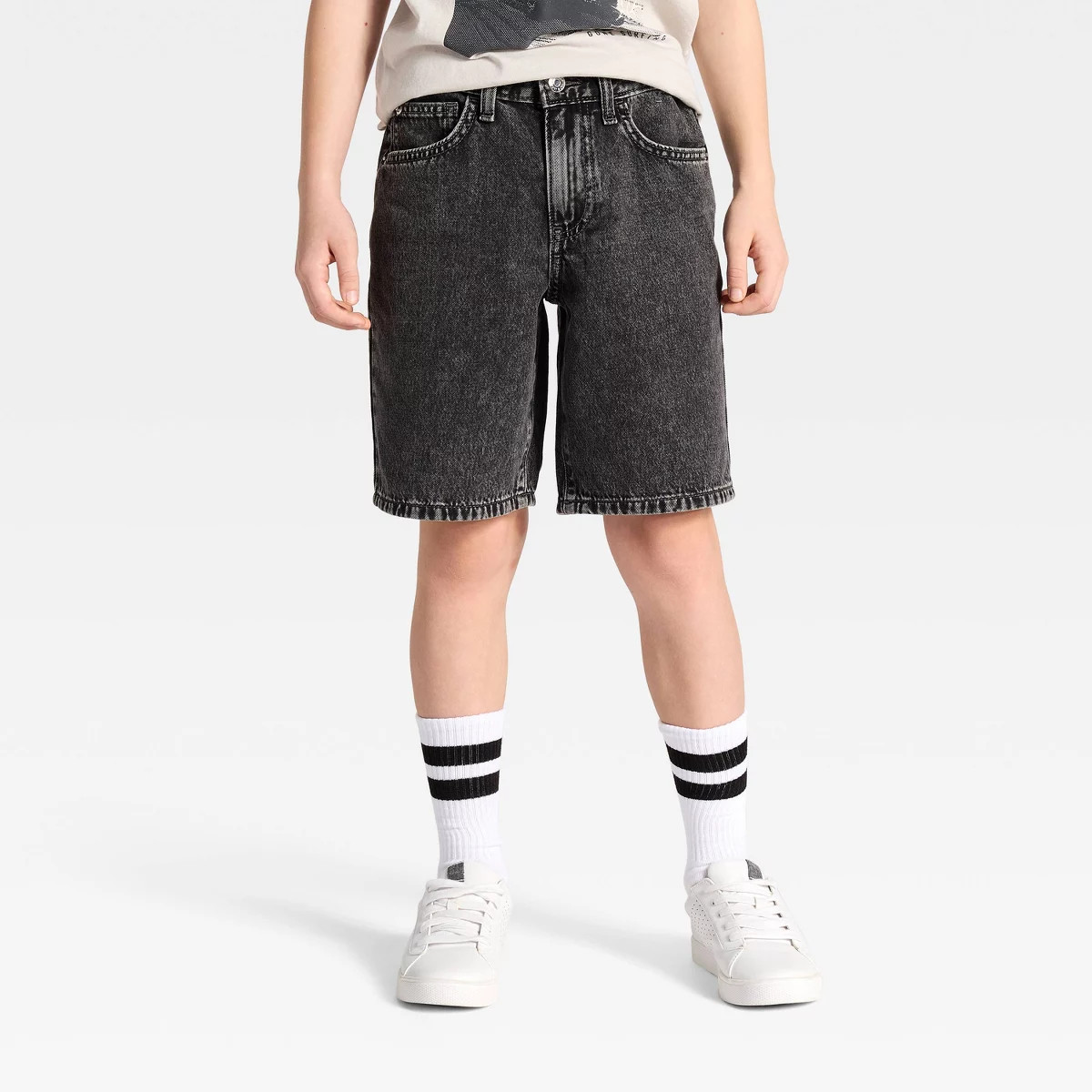 Boys' 'At the Knee' Baggy Denim Shorts - Cat & Jack\u2122 Black Wash 12 Slim | Target