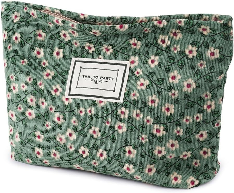 Aucuu Neceser Maquillaje Floral para Mujer, Bolsas de Cosméticos de Tejido de Pana con Cremaller... | Amazon (ES)