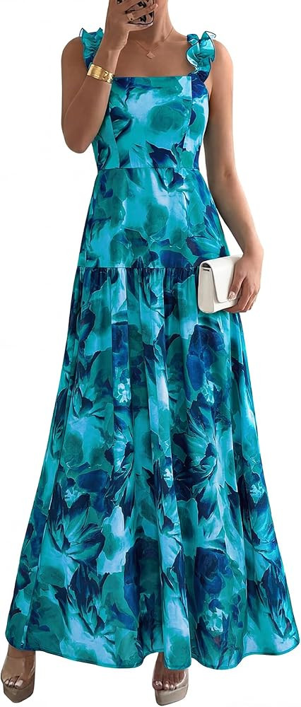 BTFBM Dresses for Women Summer 2026 Formal Sleeveless Smocked Floral Long Wedding Guest Dress Par... | Amazon (US)