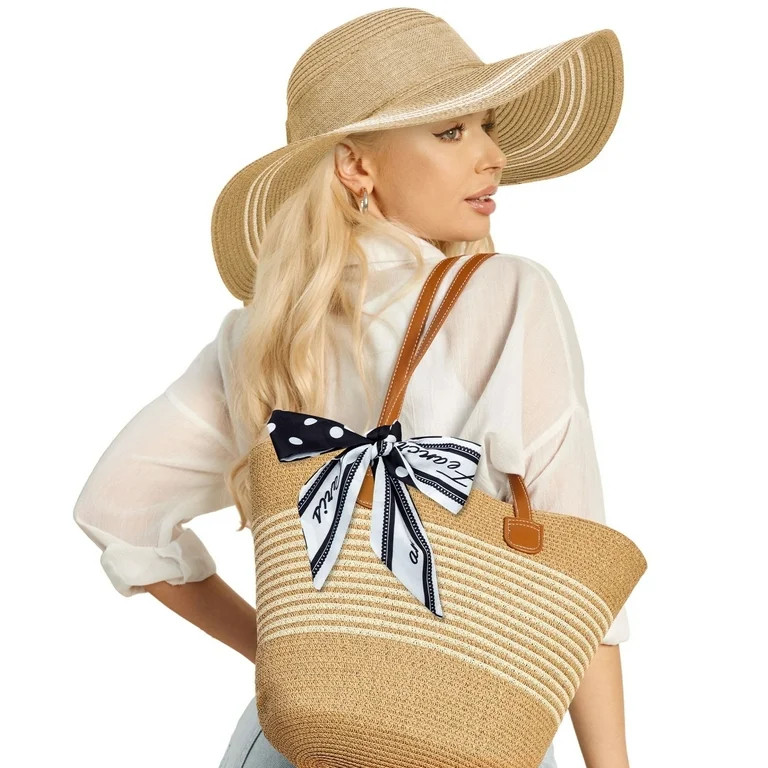 AEDAMURRA Straw Hats and Bag for women Beach Hat, Sun Hat for Women Women Summer Hat Wide Brim UP... | Walmart (US)