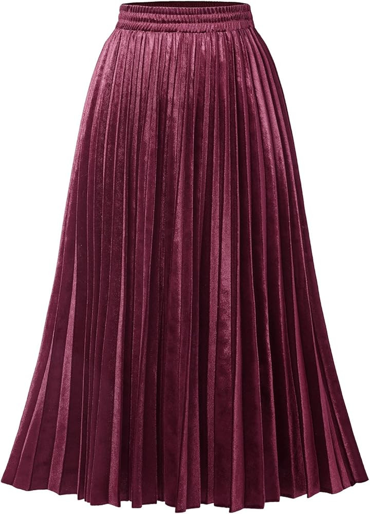 DRESSTELLS Pleated Midi Skirts for Women Midi Long Chiffon High Waisted A Line Skirts Shirring Sw... | Amazon (US)