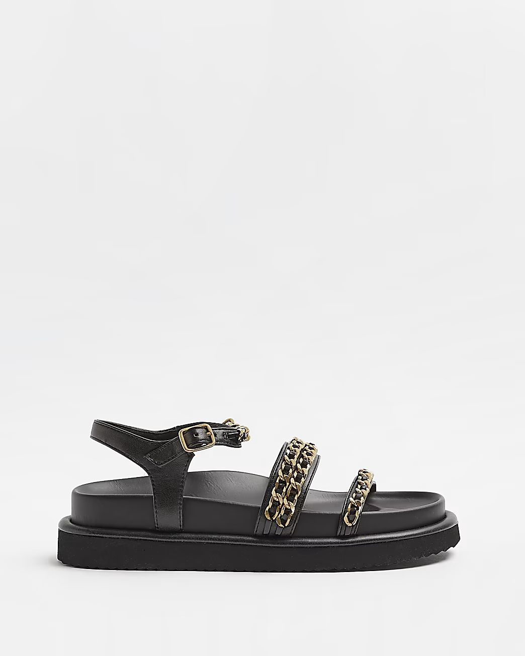 Black chain detail chunky sandals | River Island (UK & IE)