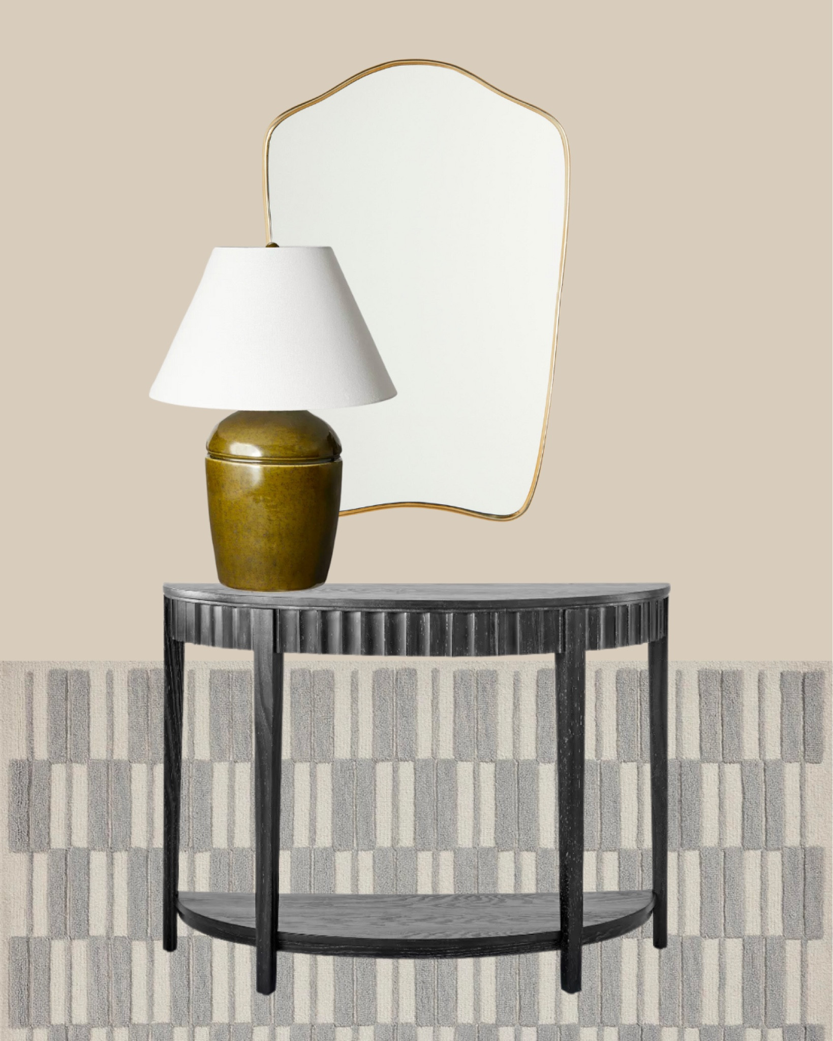 Styling an entry on a budget of $350? We’ve got you covered! Learn more today at ChrisLovesJulia.com. And just in case you’re looking for more decor pieces, I’ve linked some of my favorites 👇

Scalloped black console, gold wall mirror, green high gloss ceramic table lamp, CLJ x Loloi Bradley Ivory/Grey Area 

#LTKHome #LTKFindsUnder100 #LTKStyleTip