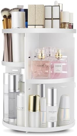 360 Rotating Makeup Organizer,DIY Adjustable Spinning Holder,Foldable Cosmetic Storage Display bo... | Amazon (US)