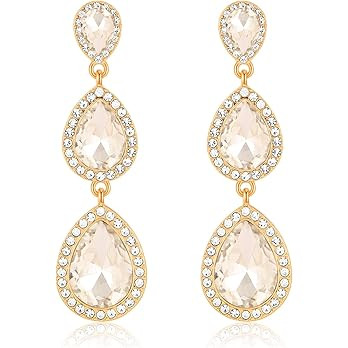 Vintage Rhinestone Teardrop Dangle Earrings Long Dangling Drop Earrings Crystal Chandelier Earrin... | Amazon (US)