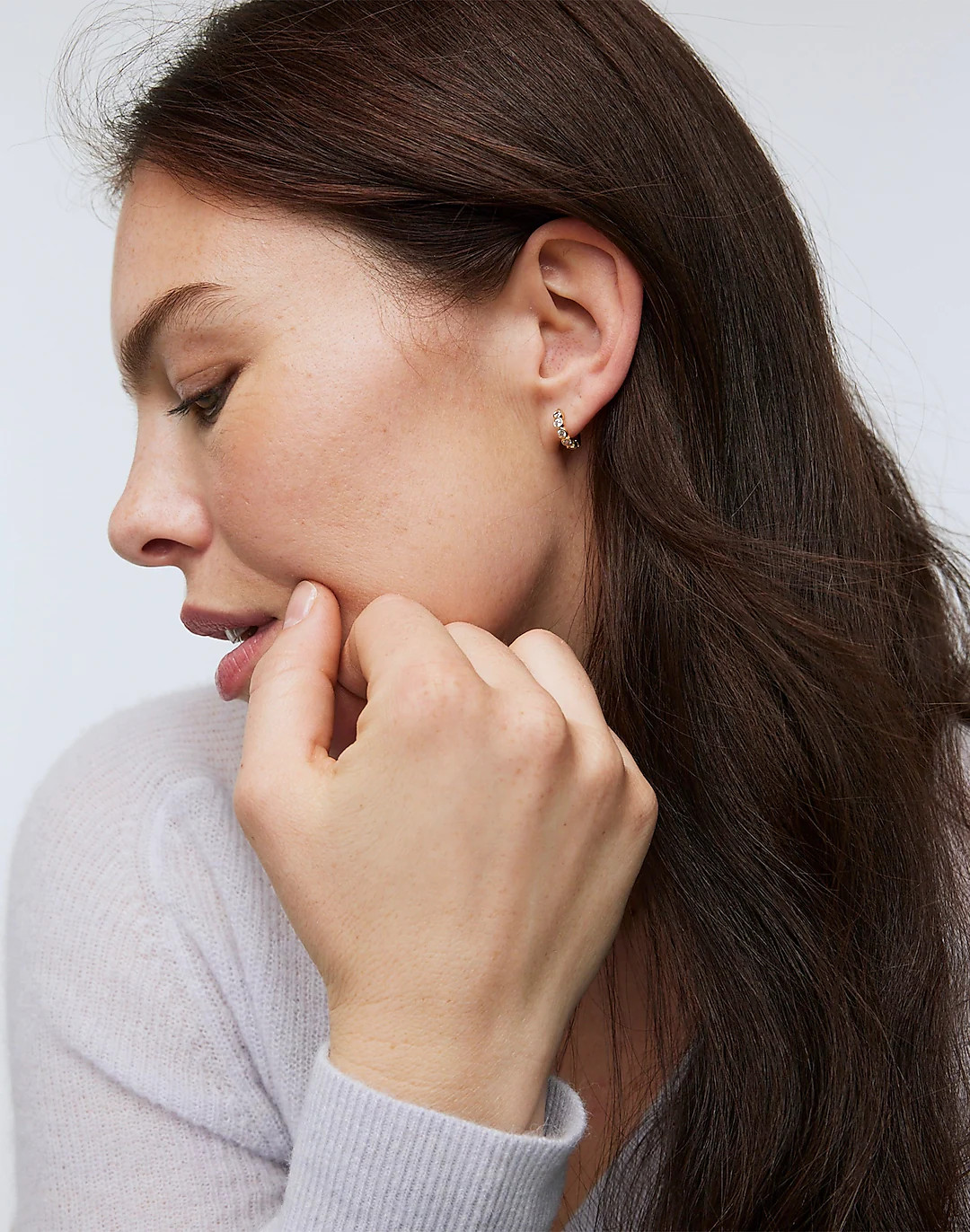 The Tennis Collection Bezel Set Crystal Huggie Hoop Earrings | Madewell