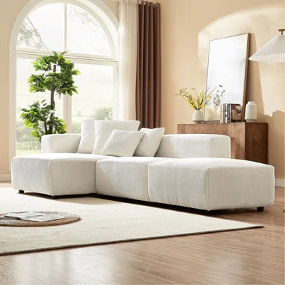 Modern Corduroy Sectional 4 - L-shaped Chaise Couch For Living Room, Apartment, Office Soft 4 In And | Wayfair North America