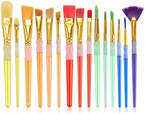 15Pcs Paint Brushes Value Pack, Includes 15 Different Types of Brushes, Nylon Colorful Hair with ... | Amazon (US)