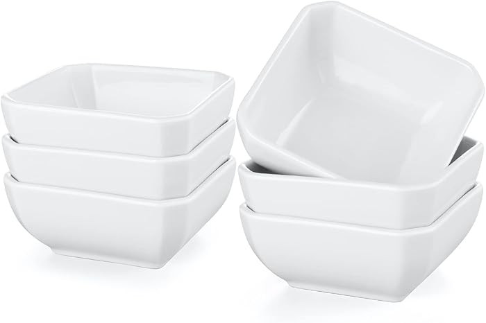 Yedio 3 Oz Square Dip Bowls Set of 6, White Ceramic Dipping Sauce Dishes, Mini Condiment Bowls fo... | Amazon (US)
