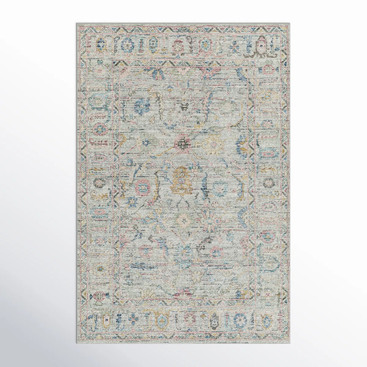 Haiya Pale Slate Machine Washable Area Rug | Birch Lane