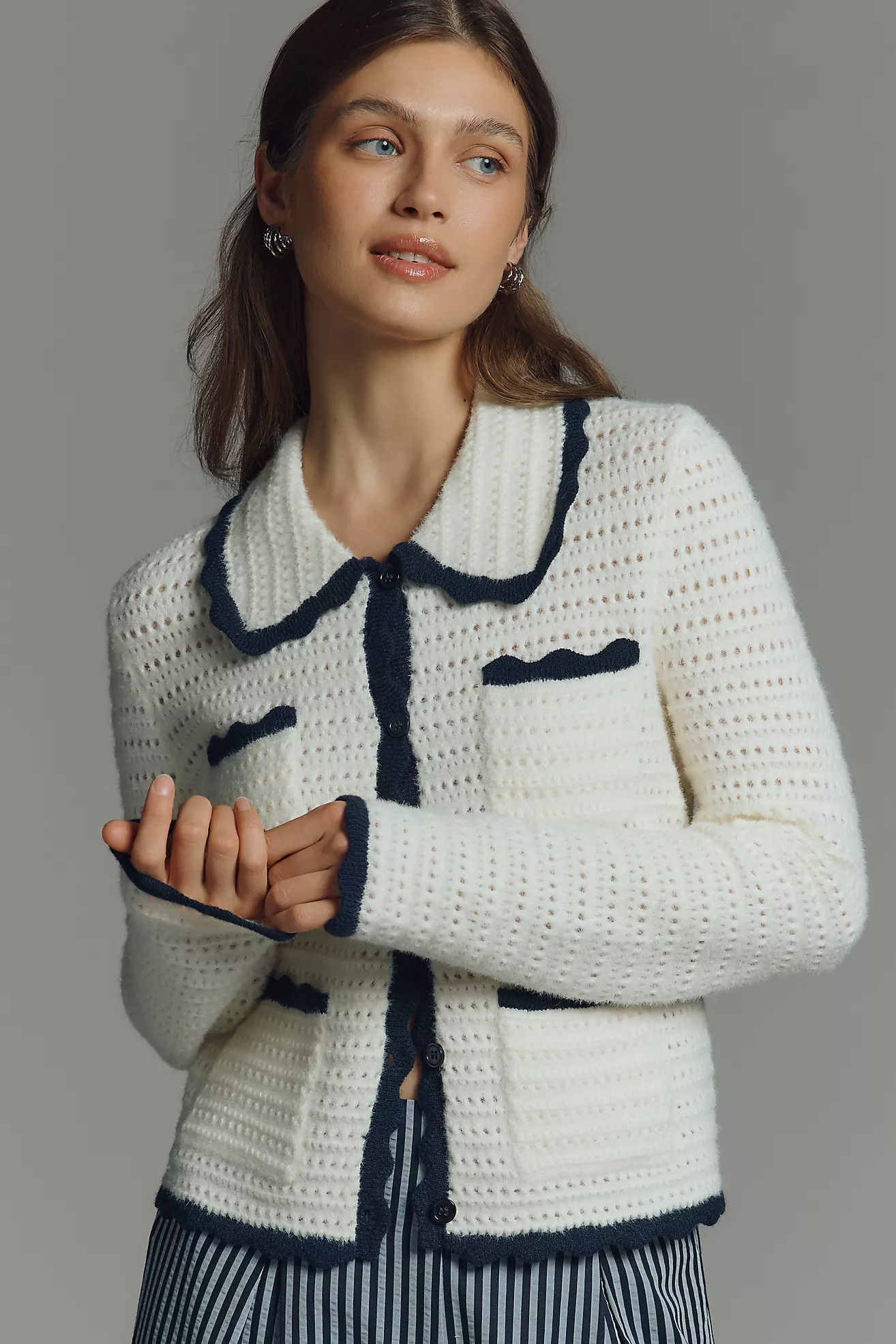 NVLT Crochet Knit Collared Jacket | Anthropologie (US)