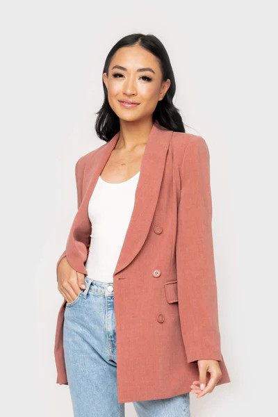 GIGI Double Breasted Long Length Blazer | Gibson