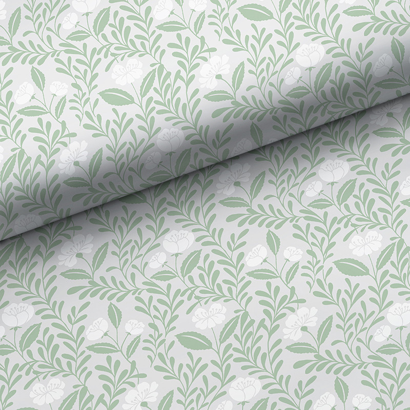 Ava Traditional Wallpaper - Vine Willow Green, Floral Print, Roll, Size 27 x 27Roll | The Company Store | The Company Store