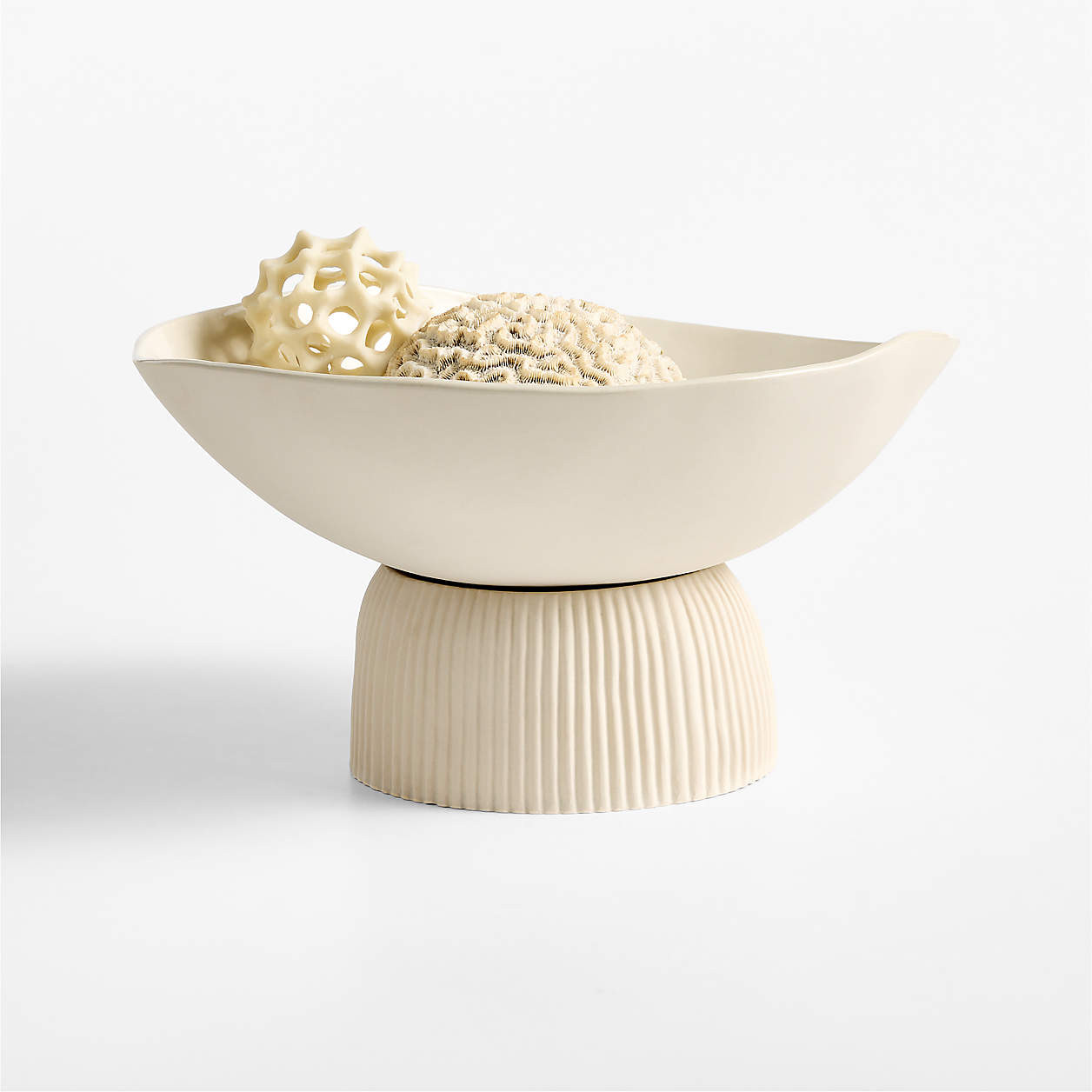 Curvy Ribbed Cream Decorative Bowl by Cym Warkov | Crate & Barrel | Crate & Barrel