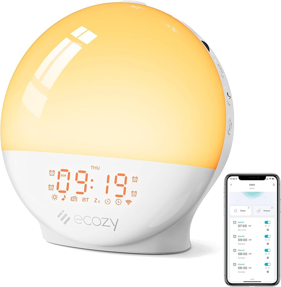 ecozy Sunrise Alarm Clock, Smart Wake Up Light with Sunrise/Sunset Simulation, App&Voice Control,... | Amazon (UK)