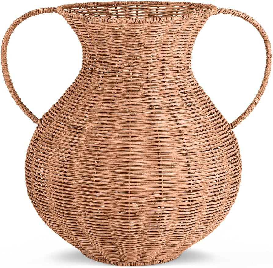 1 Pack Real Rattan Vase Farmhouse Boho Woven Vase for Flower Decoration Wick Flower Plant Weave B... | Amazon (US)
