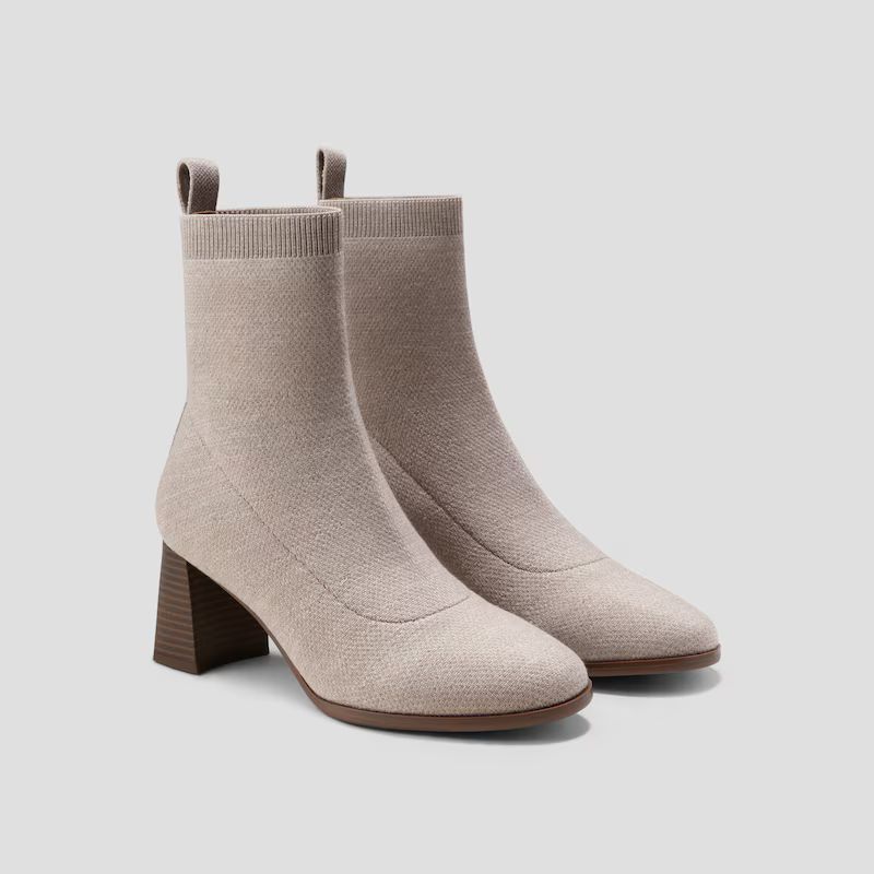 Round-Toe Wool Water-Repellent Heeled Boots (Thalita) | VIVAIA