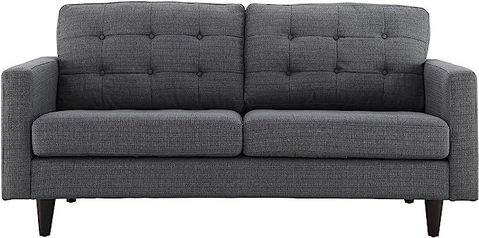 Modway Empress Mid-Century Modern Upholstered Fabric Loveseat In Gray | Amazon (US)