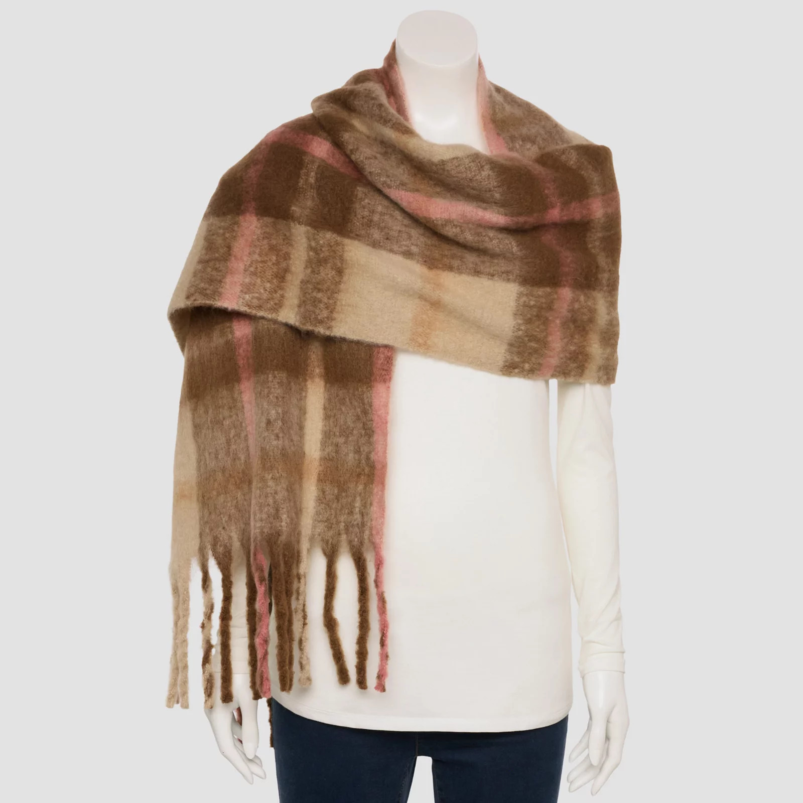 Sonoma Goods For Life\u00ae Overscale Plaid Brushed Blanket Scarf | Kohl's