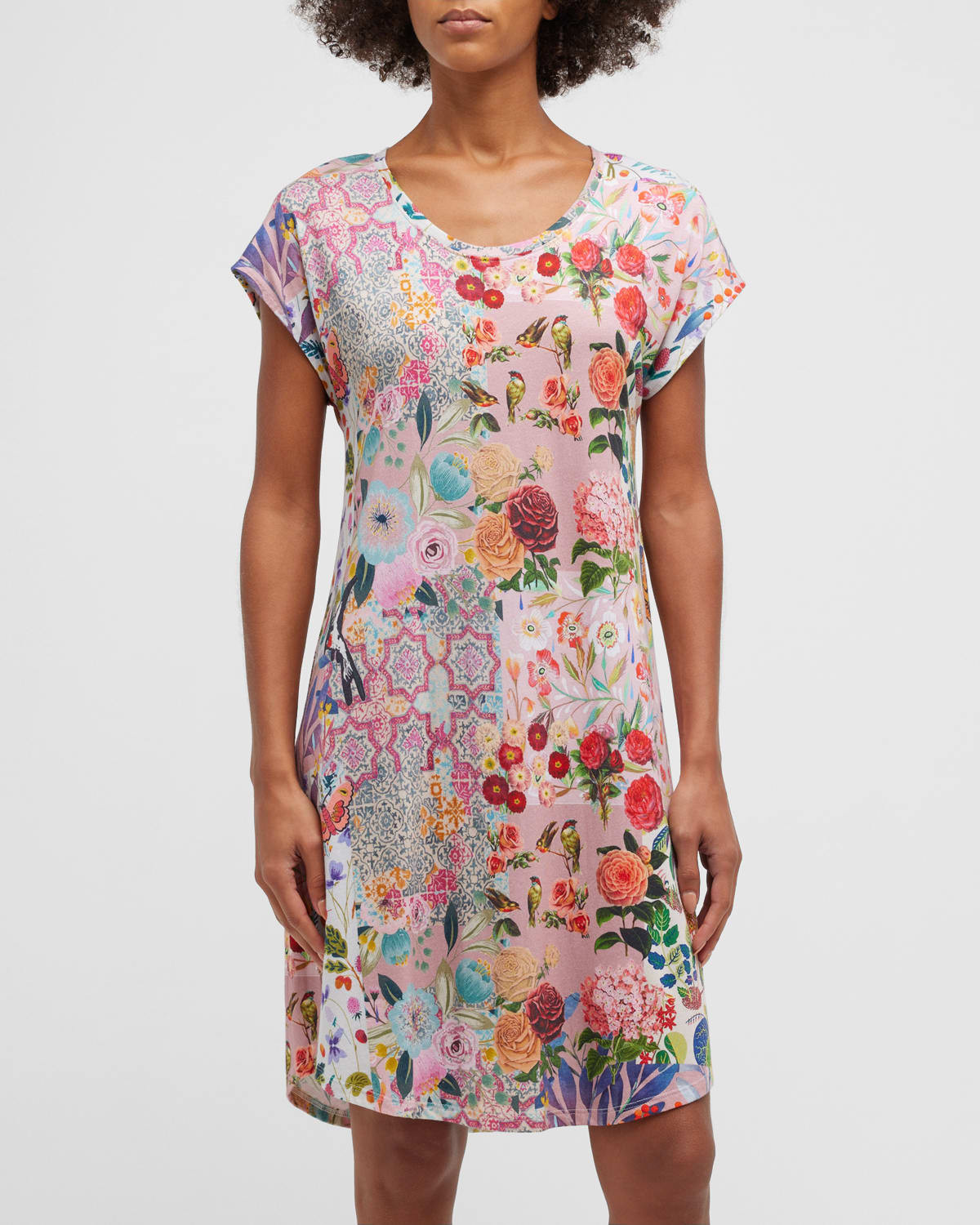 Filomena Cap-Sleeve Floral-Print Dress | Neiman Marcus