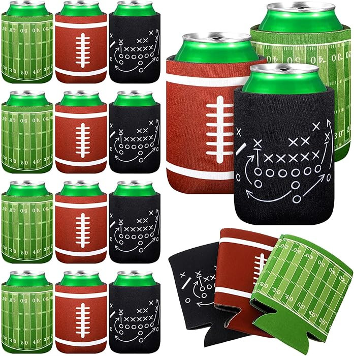 Nuogo 24 Pcs Football Party Favors Can Cooler Sleeves American Football Soft Insulated Foam Can S... | Amazon (US)