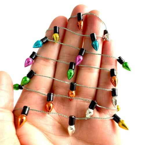 Peachcor Christmas Lights String of Miniature, Dollhouse Miniature Fake Light, Christmas Tree Fairy Lights Decorative, Metalic Multicoloured Dollhouse Miniatures (1mtr) | Amazon (US)