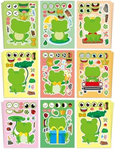 Aowplc 32 Sheets Frog Make-a-Face Stickers for Kids 8 Cute Designs Frog Craft Activities & Party ... | Amazon (US)
