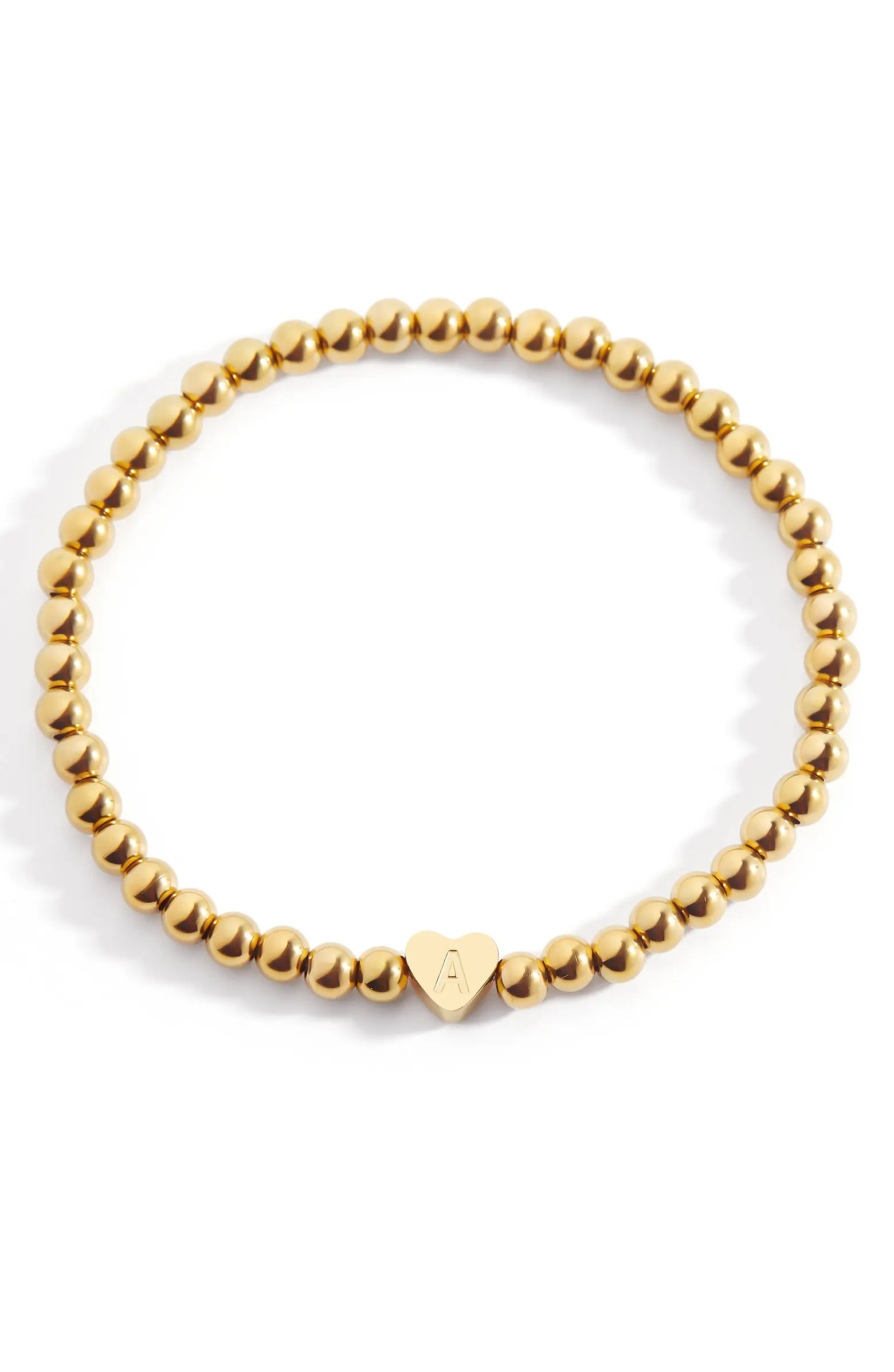 Gold Beaded with Heart Initial Bracelet | Nordstrom
