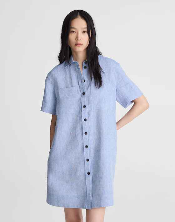 Relaxed Mini Shirtdress in 100% Linen | Madewell