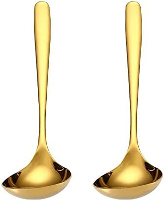 MBBITL 2-Pack Gold Soup Ladle 304 Stainless Steel Spoon Kitchen Serving Sauce Server | Amazon (US)
