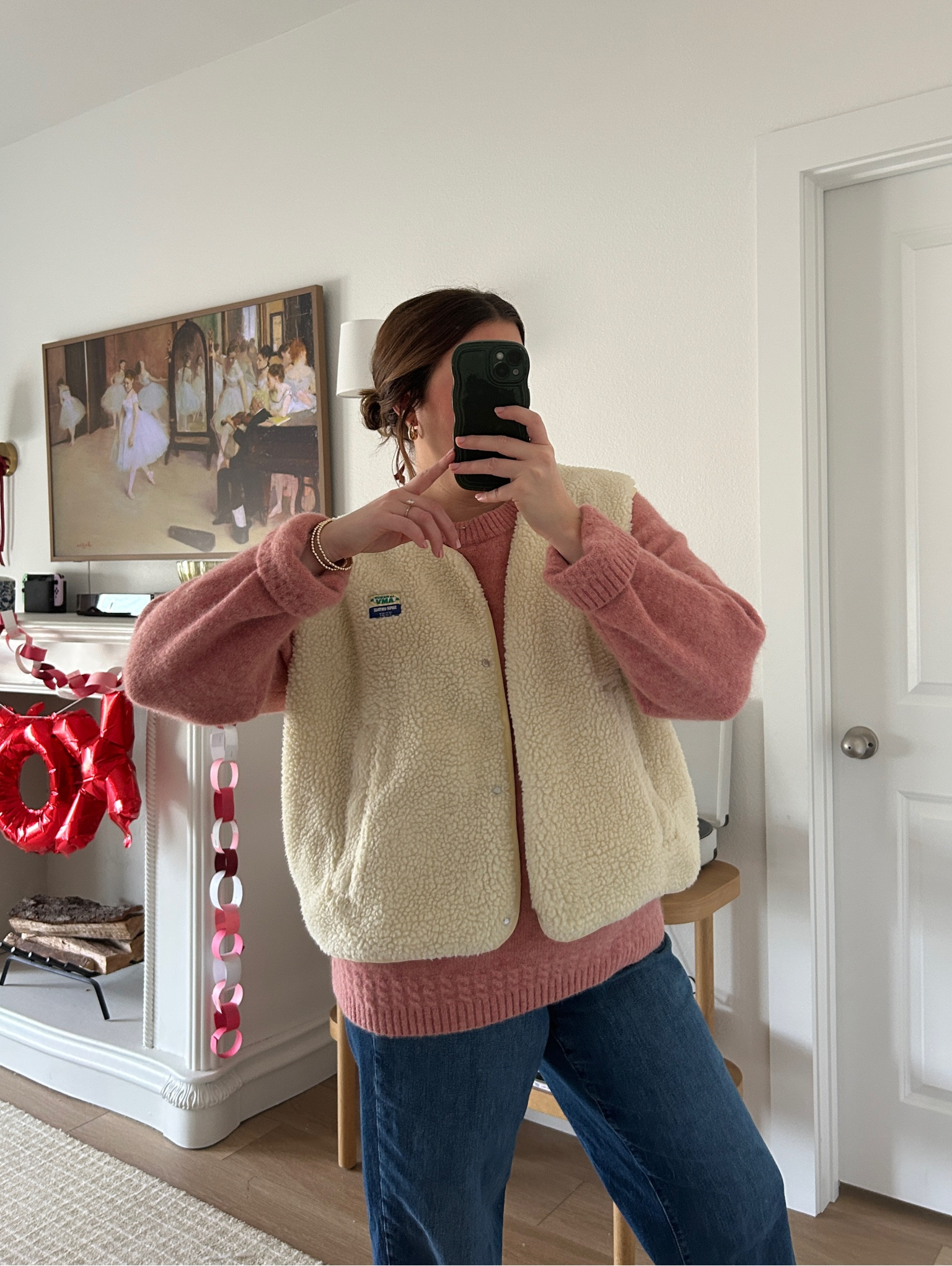 Casual Valentines Outfit 🍓 wearing a L in the Sezane sweater! It’s SO soft, not itchy at all. Vest is a M/L 

#LTKStyleTip #LTKMidsize